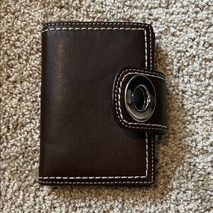 Brown Leather Wallet with Silver Accent